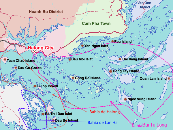 Mapa de bahía de Halong