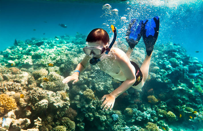 Plongeur dans la mer de Cu Lao Cham